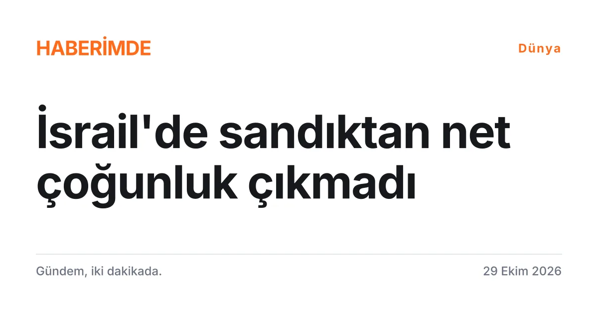 İsrail seçim sonuçlarını ve iki bloğun sandalye sayısını anlatan tipografik haber kartı